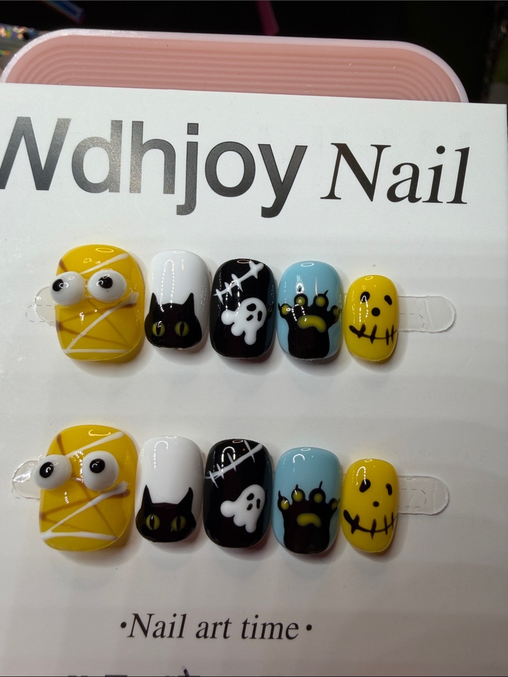 Halloween Press-On Set — Yellow, White, Black, Blue
